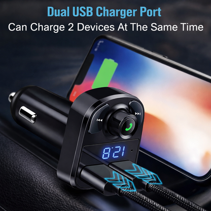 Bluetooth FM Transmitter for Car - Wireless Hands-Free Audio and Fast Charging