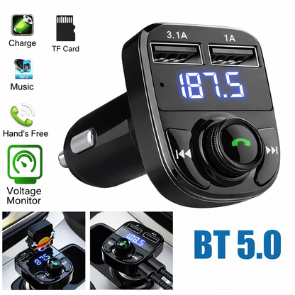 Bluetooth FM Transmitter for Car - Wireless Hands-Free Audio and Fast Charging