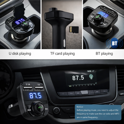Bluetooth FM Transmitter for Car - Wireless Hands-Free Audio and Fast Charging