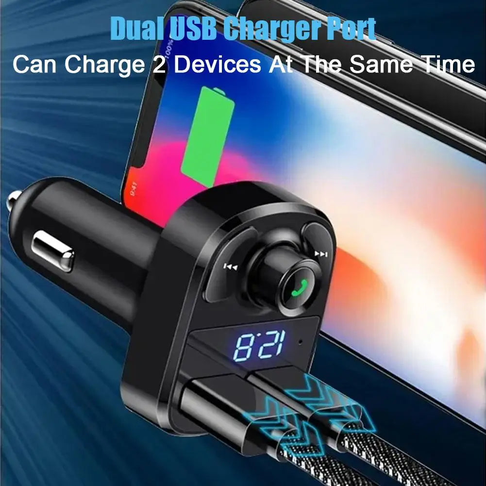 Bluetooth FM transmitter with dual USB charging ports